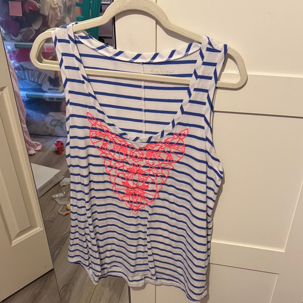 Lilly Pulitzer Blue and Pink Striped Tank Top